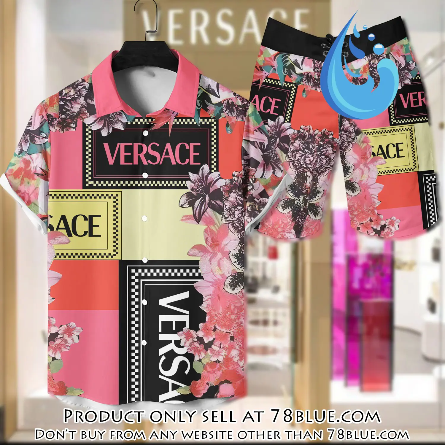 Versace luxury hawaiian shirt & short set lhs1212 78b5921569